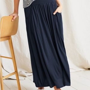 Garnet Hill Navy Blue Maxi Skirt with Pockets